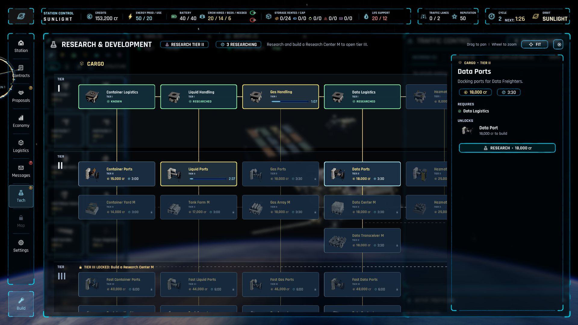 Research tree interface