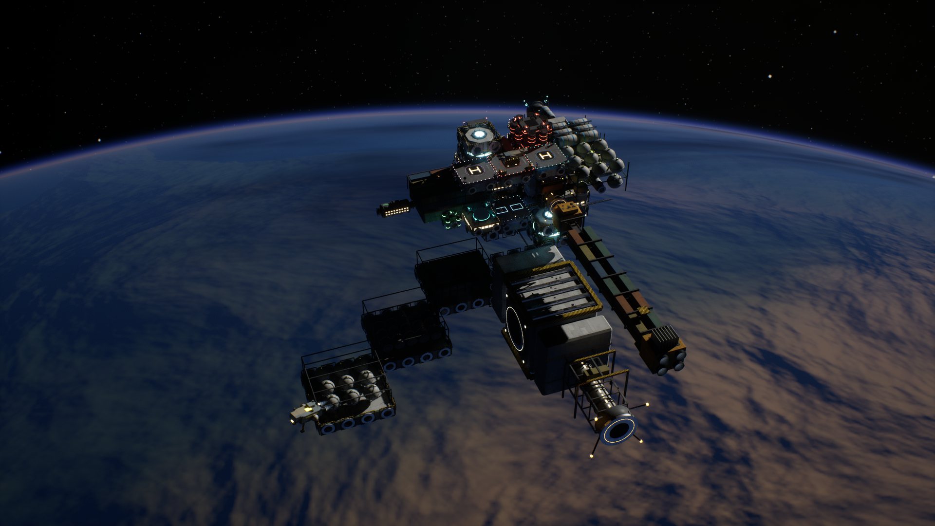 Orbital station above a planet