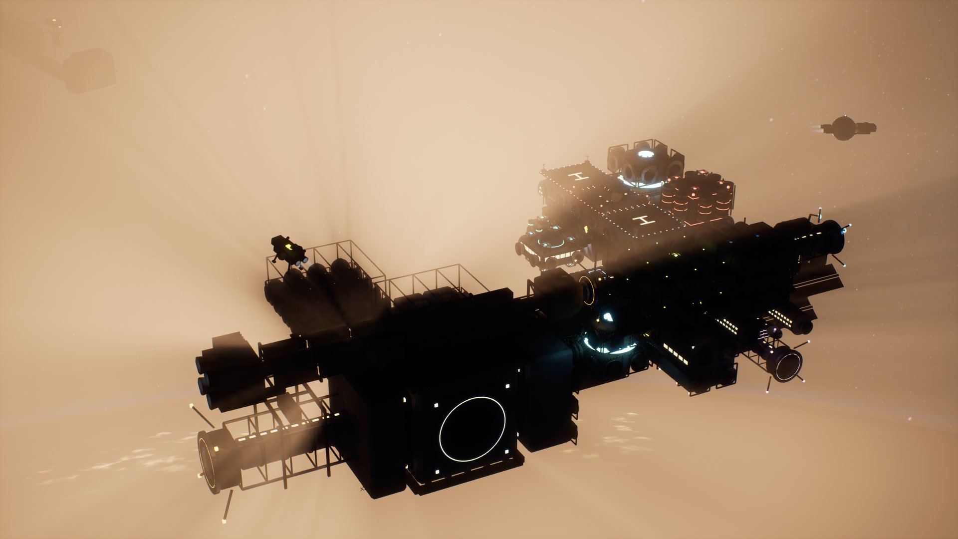 Sunrise illuminating an orbital station